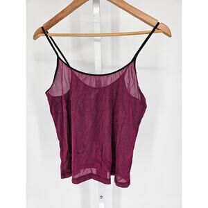 Vintage Y2K Guess Womens Sz L Semi Sheer Camisole Glitter Purple Black